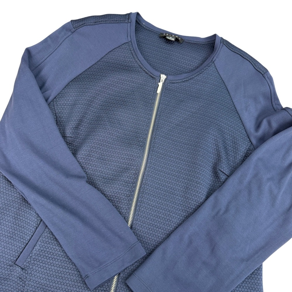 NEW Tribal Women's Navy Textured Full Zip Bomber Jacket XL